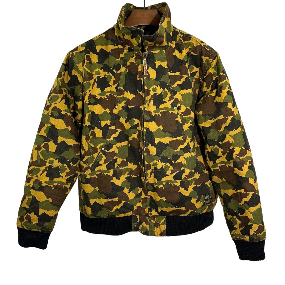 ROCAWEAR Vintage Camo Cotton Full Zip Bomber Jacket Mens Rap Military Rare XL